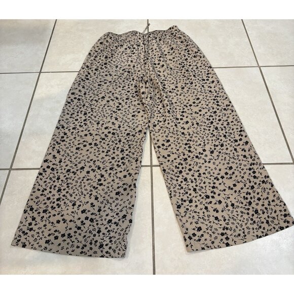 SHEIN Lune Floral Print Capir/Cropped Pants w/ Pockets Tie Waist Wide Leg Size L - Picture 5 of 9